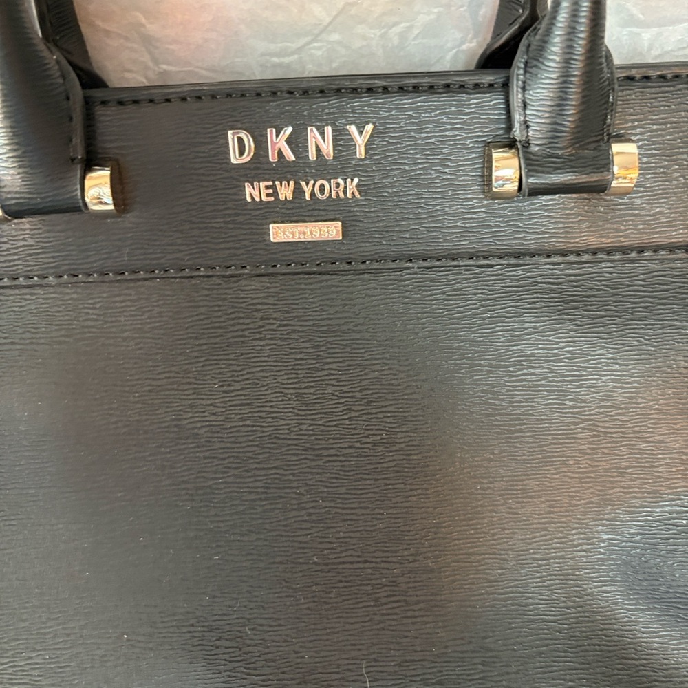 DKNY Black Ava Satchel Bag with Gold Accents - Picture 2 of 7